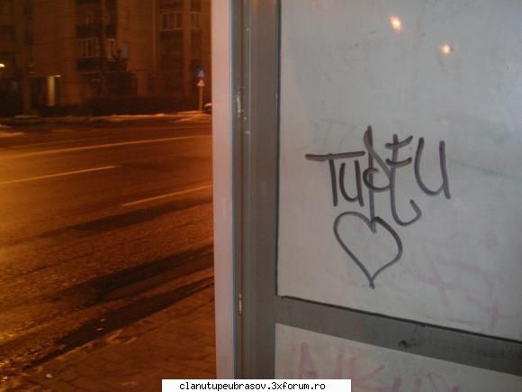 tupeu crew tagging, writing... [graffiti] waitin' for the bus...